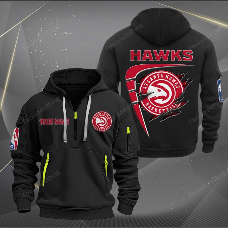 Sportswearmerch Atlanta Hawks NBA Personalized Half Zip Hoodie For Fan