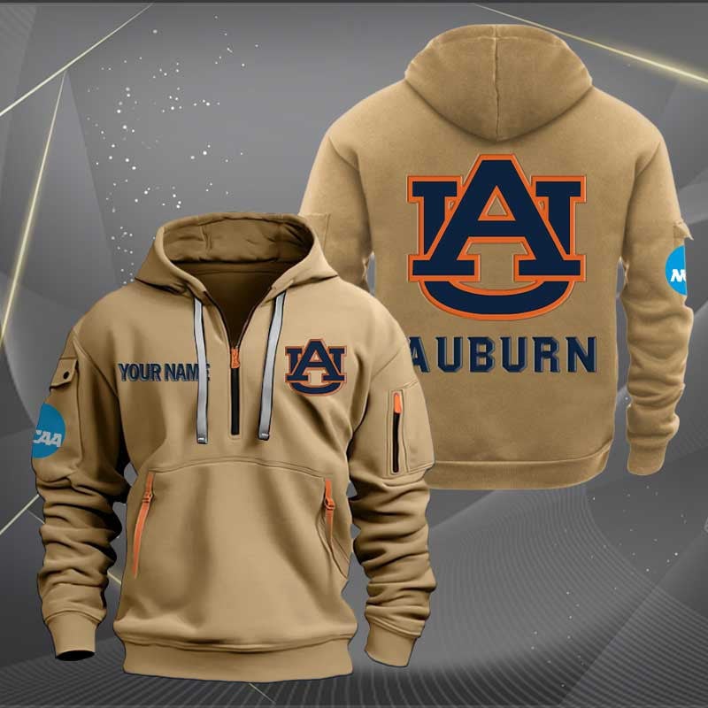 Sportswearmerch Auburn Tigers NCAA Personalized Half Zip Hoodie For Fan