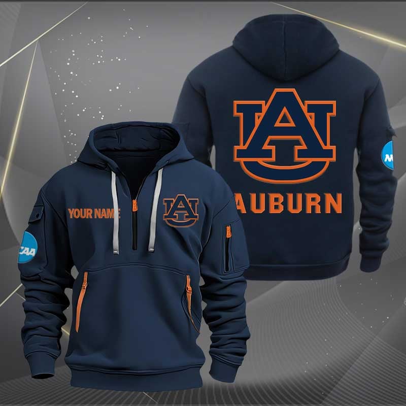 Sportswearmerch Auburn Tigers NCAA Personalized Half Zip Hoodie For Fan
