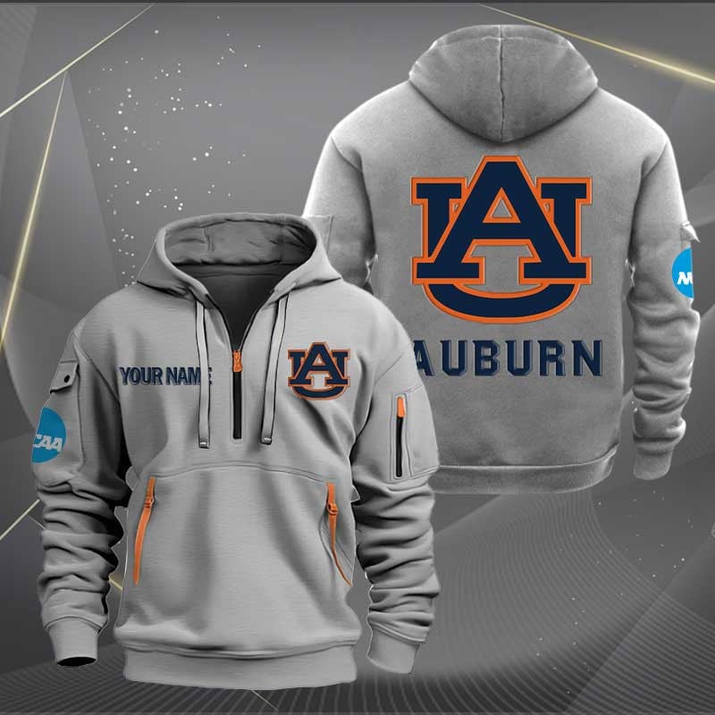 Sportswearmerch Auburn Tigers NCAA Personalized Half Zip Hoodie For Fan