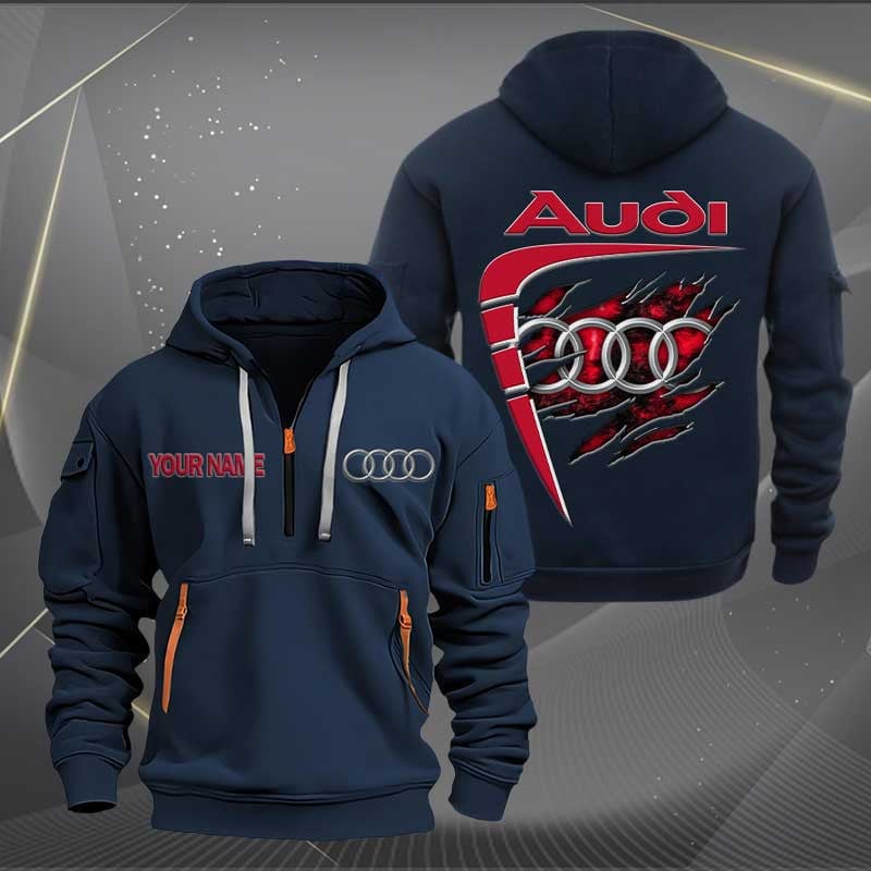 Sportswearmerch Audi Car Personalized Half Zip Hoodie For Fan