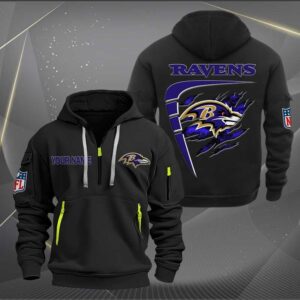 Sportswearmerch Baltimore Ravens NFL Personalized Half Zip Hoodie For Fan