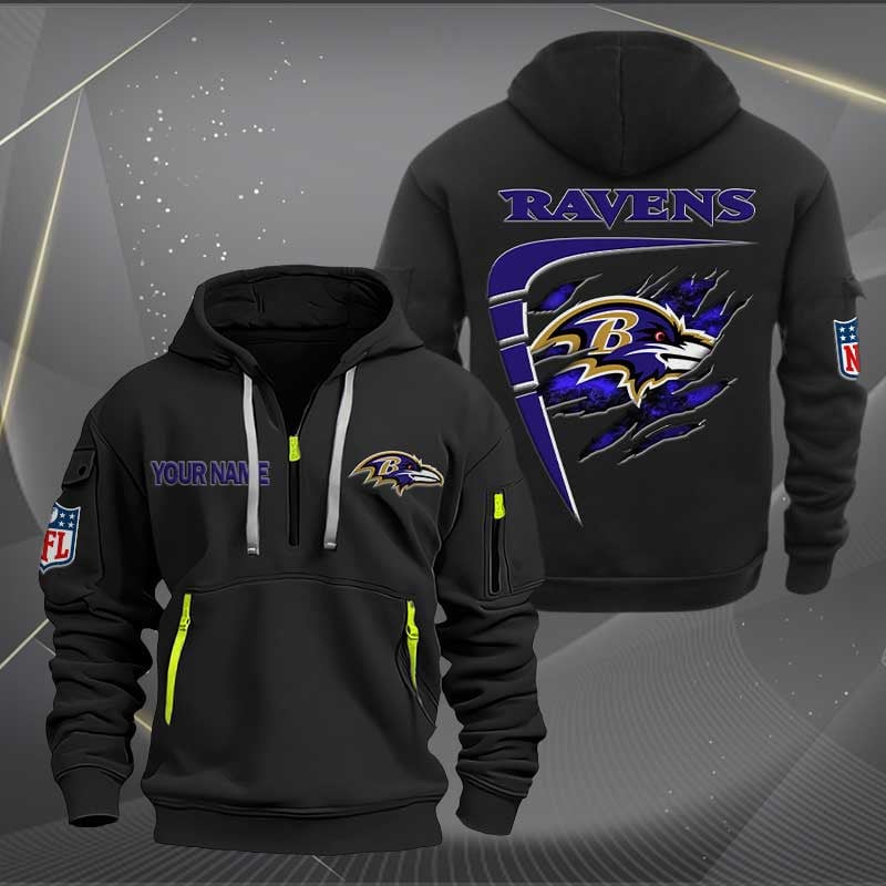 Sportswearmerch Baltimore Ravens NFL Personalized Half Zip Hoodie For Fan