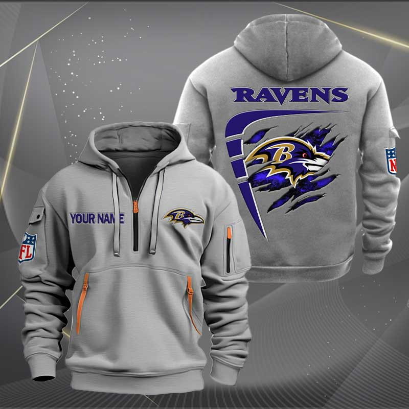 Sportswearmerch Baltimore Ravens NFL Personalized Half Zip Hoodie For Fan