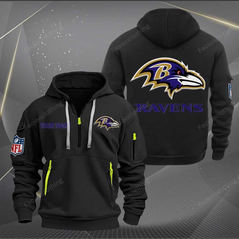 Sportswearmerch Baltimore Ravens NFL Personalized Half Zip Hoodie For Fan