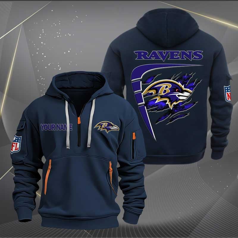 Sportswearmerch Baltimore Ravens NFL Personalized Half Zip Hoodie For Fan