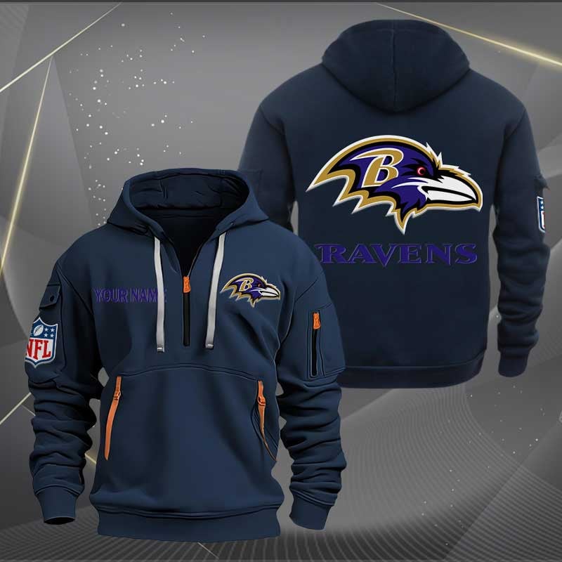 Sportswearmerch Baltimore Ravens NFL Personalized Half Zip Hoodie For Fan