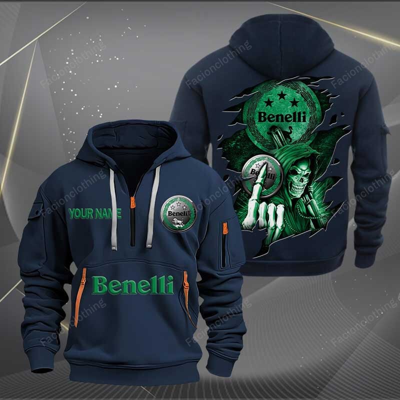 Sportswearmerch Benelli Motorcycle Personalized Half Zip Hoodie For Fan