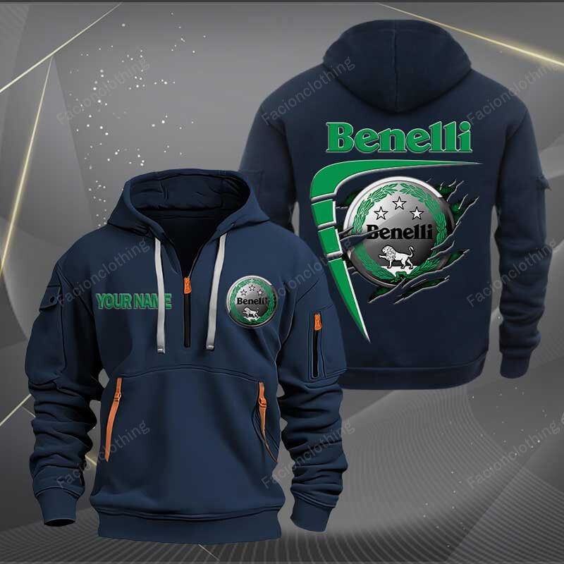 Sportswearmerch Benelli Motorcycle Personalized Half Zip Hoodie For Fan
