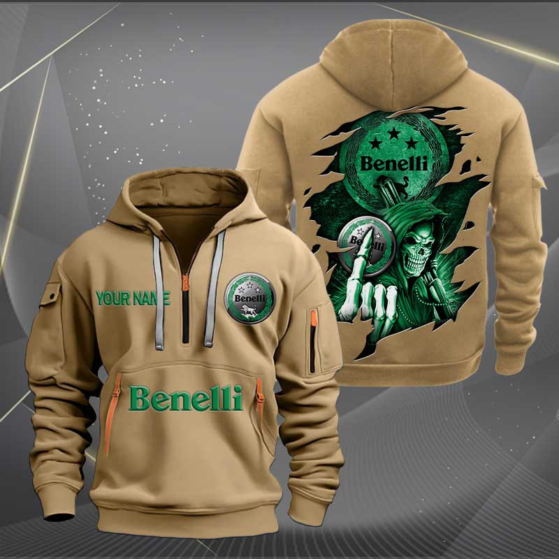 Sportswearmerch Benelli Motorcycle Personalized Half Zip Hoodie For Fan