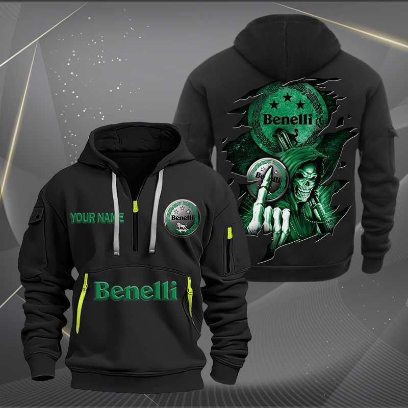Sportswearmerch Benelli Motorcycle Personalized Half Zip Hoodie For Fan