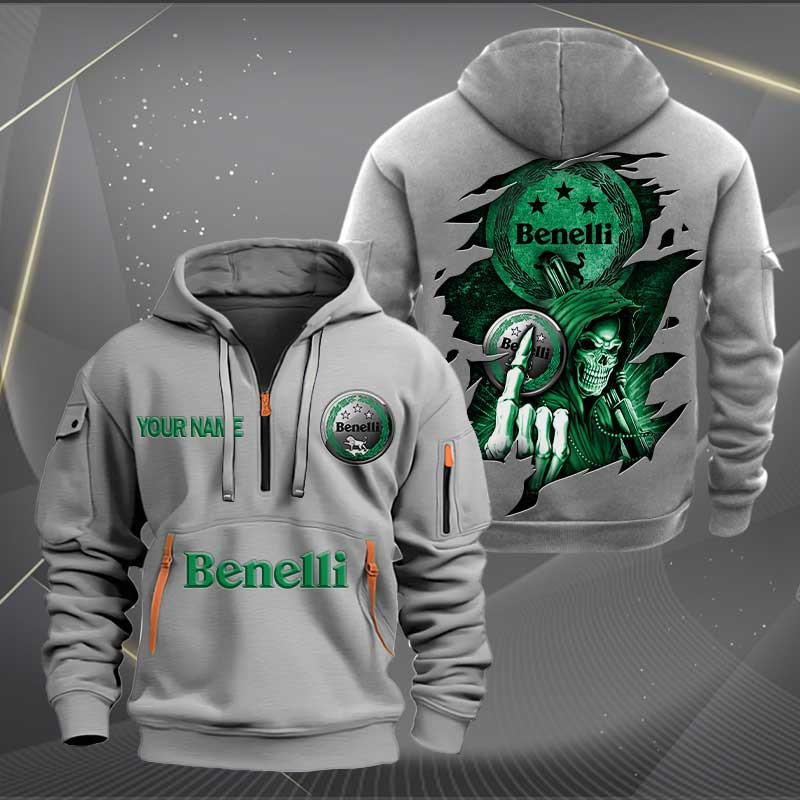 Sportswearmerch Benelli Motorcycle Personalized Half Zip Hoodie For Fan