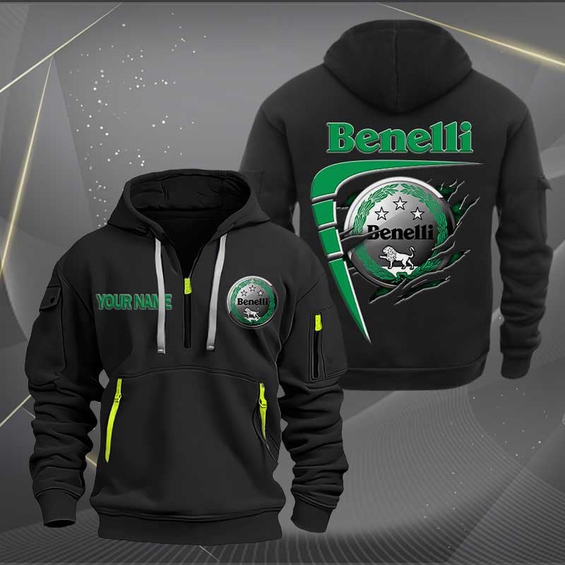 Sportswearmerch Benelli Motorcycle Personalized Half Zip Hoodie For Fan