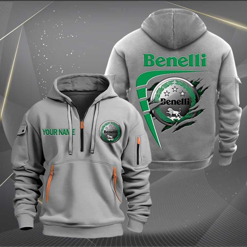 Sportswearmerch Benelli Motorcycle Personalized Half Zip Hoodie For Fan