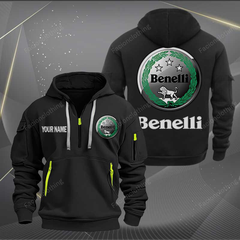 Sportswearmerch Benelli Motorcycles Personalized Half Zip Hoodie For Fan