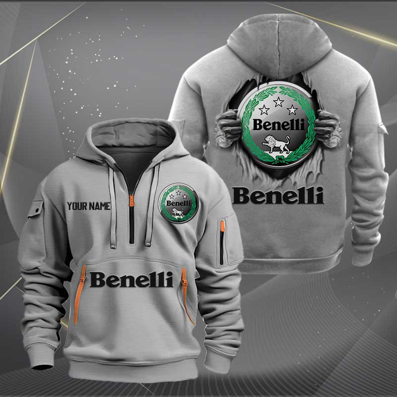 Sportswearmerch Benelli Motorcycles Personalized Half Zip Hoodie For Fan