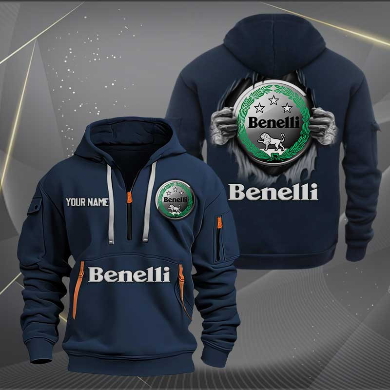Sportswearmerch Benelli Motorcycles Personalized Half Zip Hoodie For Fan
