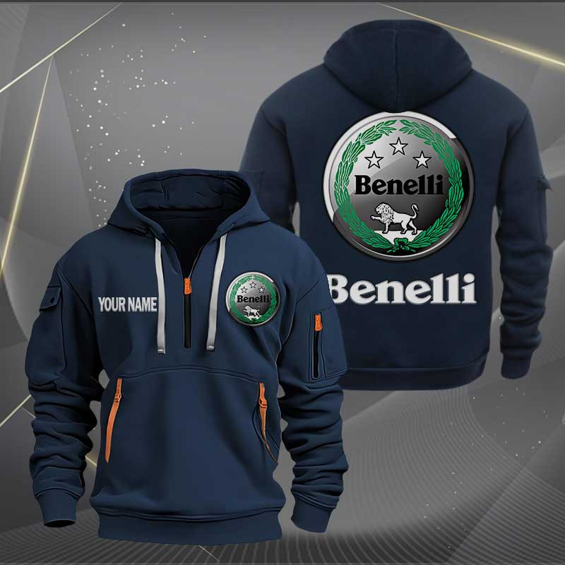 Sportswearmerch Benelli Motorcycles Personalized Half Zip Hoodie For Fan