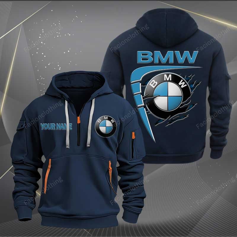 Sportswearmerch BMW Car Personalized Half Zip Hoodie For Fan