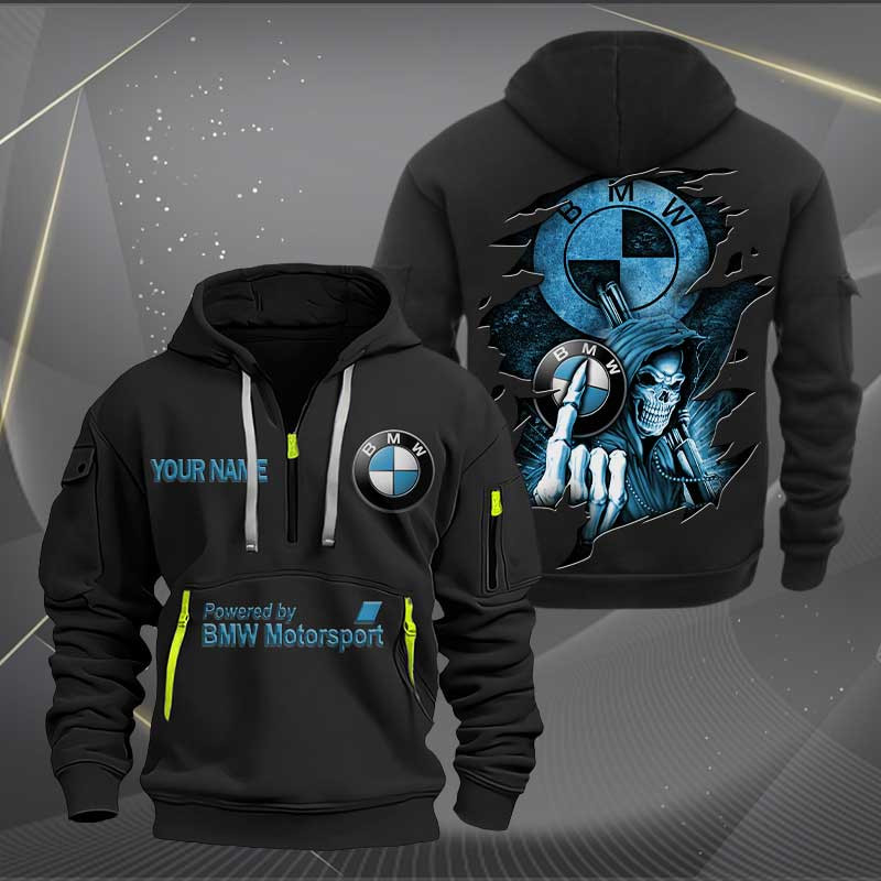 Sportswearmerch BMW Car Personalized Half Zip Hoodie For Fan
