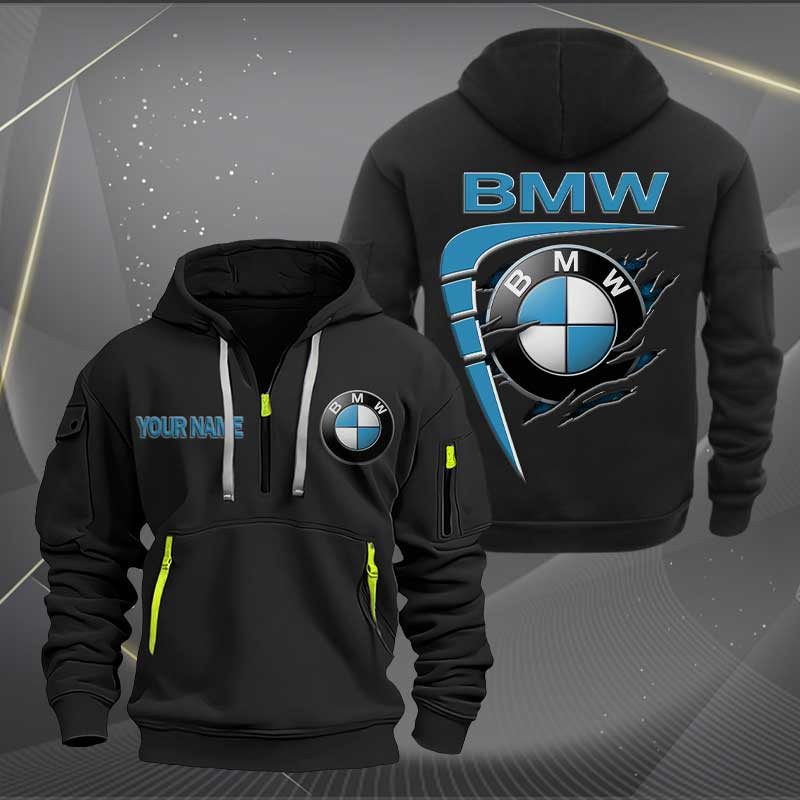 Sportswearmerch BMW Car Personalized Half Zip Hoodie For Fan