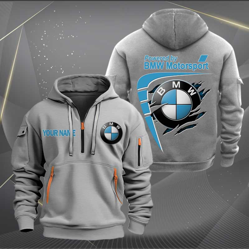 Sportswearmerch BMW Car Personalized Half Zip Hoodie For Fan