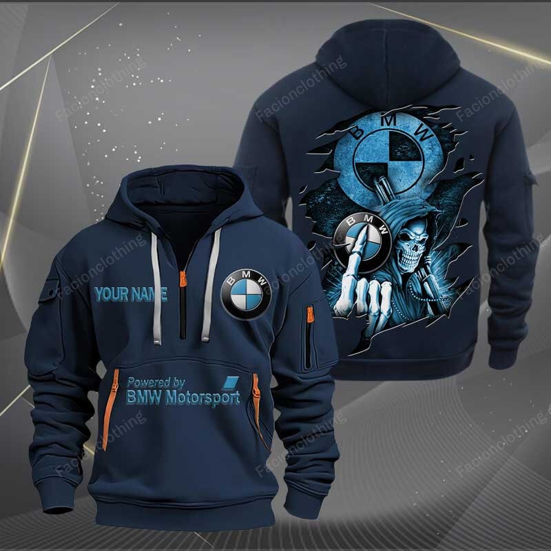 Sportswearmerch BMW Car Personalized Half Zip Hoodie For Fan