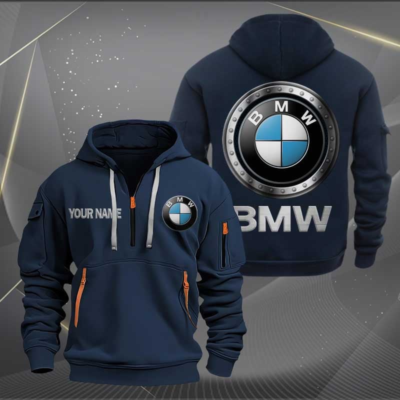 Sportswearmerch BMW Car Personalized Half Zip Hoodie For Fan