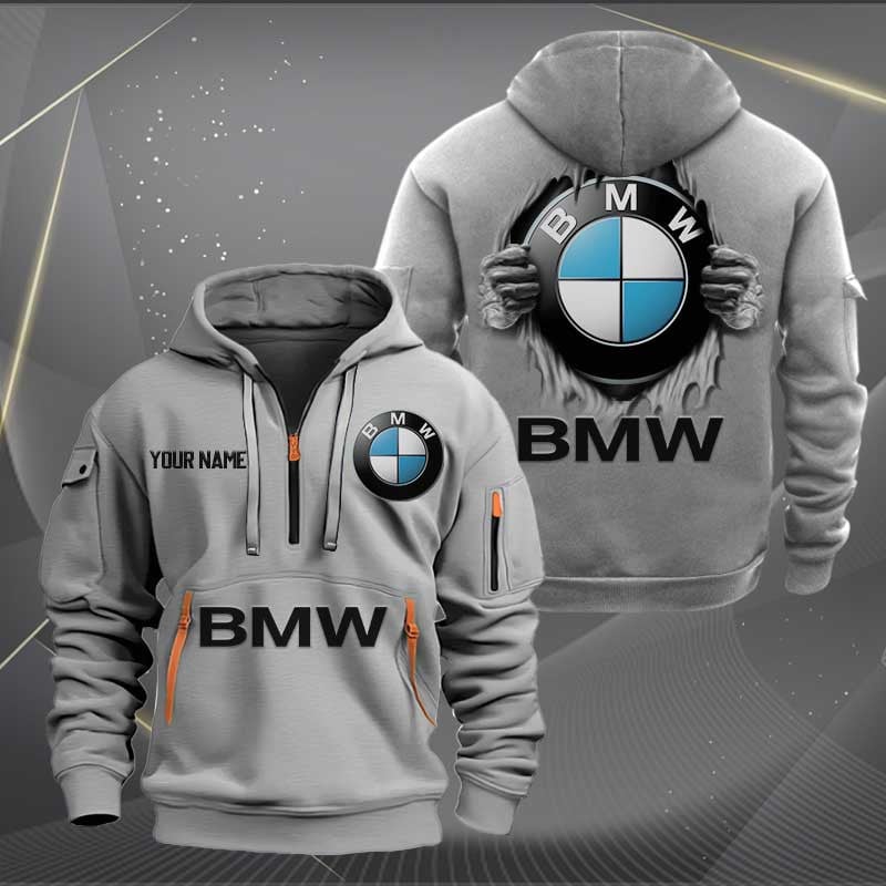 Sportswearmerch BMW Car Personalized Half Zip Hoodie For Fan