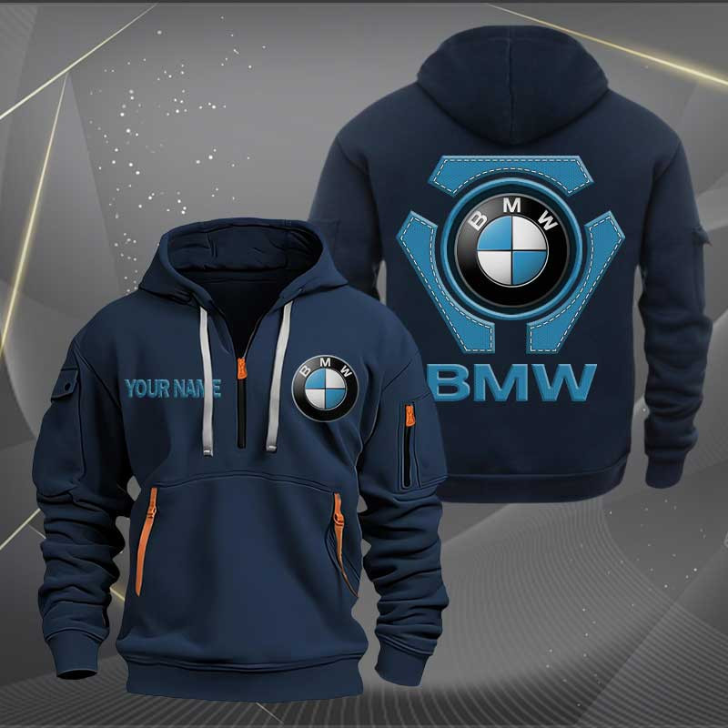 Sportswearmerch BMW Car Personalized Half Zip Hoodie For Fan