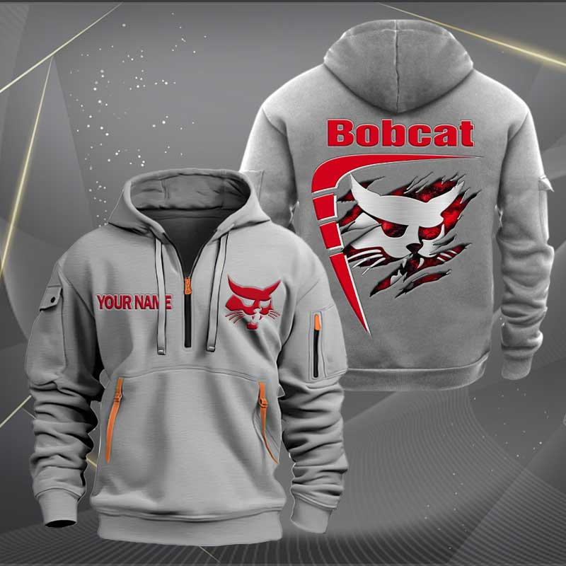 Sportswearmerch Bobcat Tractor Personalized Half Zip Hoodie For Fan
