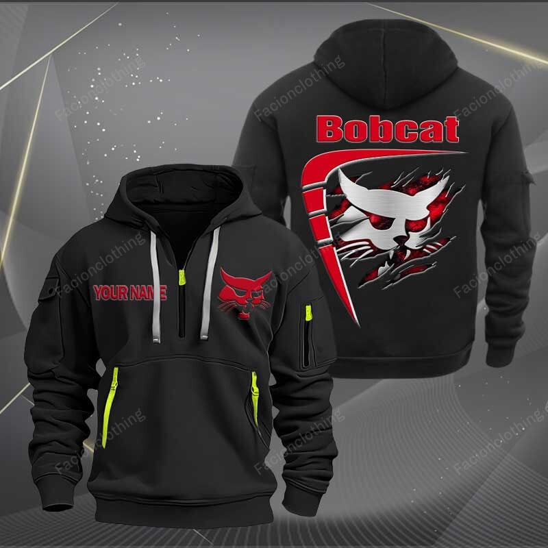 Sportswearmerch Bobcat Tractor Personalized Half Zip Hoodie For Fan