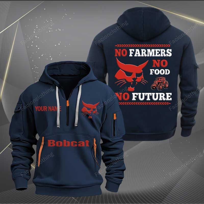 Sportswearmerch Bobcat Tractor Personalized Half Zip Hoodie For Fan