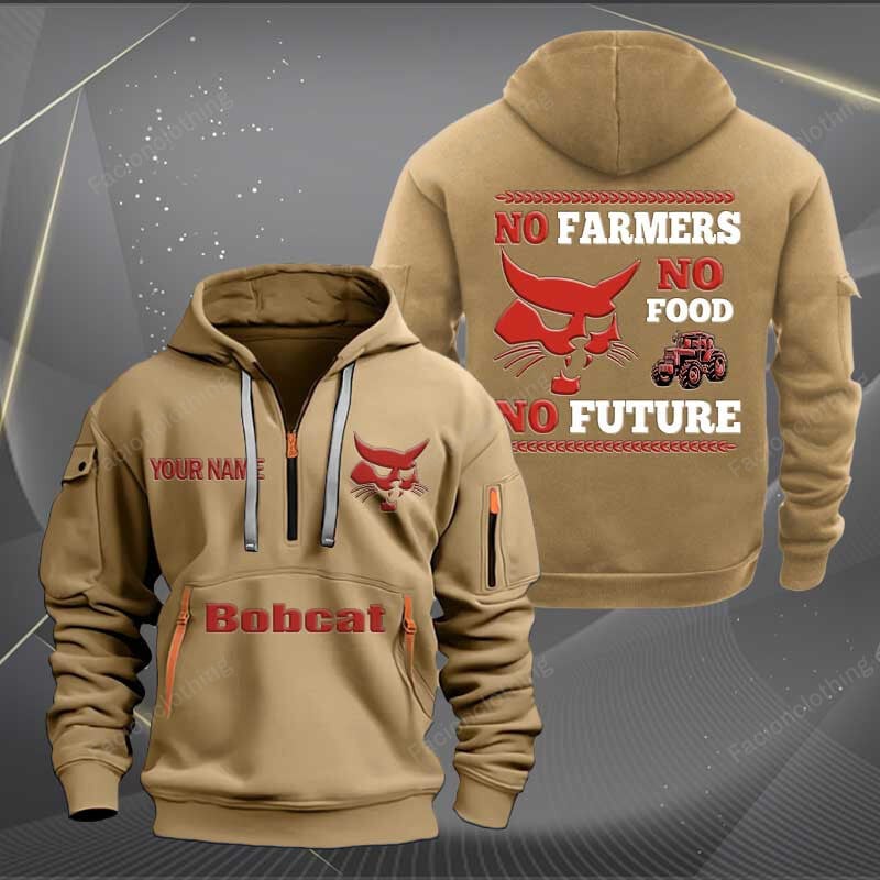 Sportswearmerch Bobcat Tractor Personalized Half Zip Hoodie For Fan