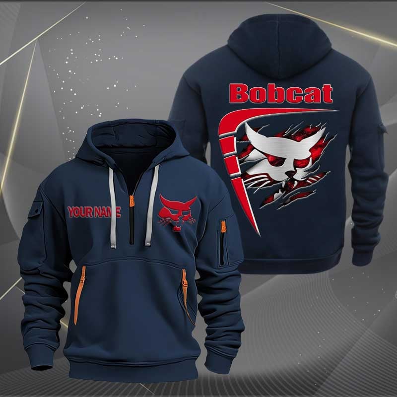Sportswearmerch Bobcat Tractor Personalized Half Zip Hoodie For Fan