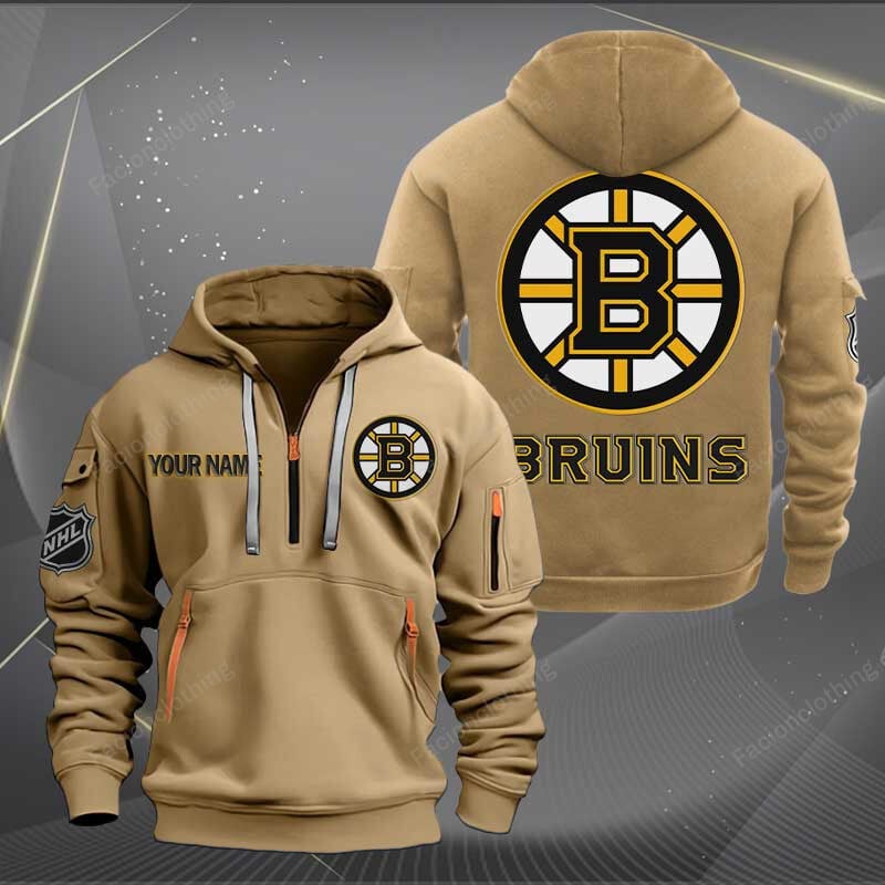 Sportswearmerch Boston Bruins NHL Half Zip Hoodie For Fan