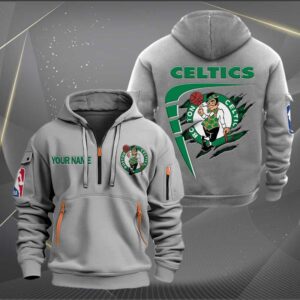 Sportswearmerch Boston Celtics NBA Personalized Half Zip Hoodie For Fan