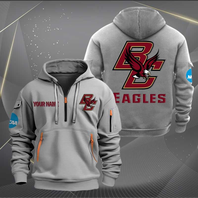 Sportswearmerch Boston College Eagles NCAA Personalized Half Zip Hoodie For Fan