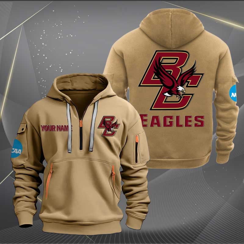 Sportswearmerch Boston College Eagles NCAA Personalized Half Zip Hoodie For Fan