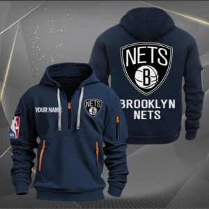 Sportswearmerch Brooklyn Nets NBA Personalized Half Zip Hoodie For Fan