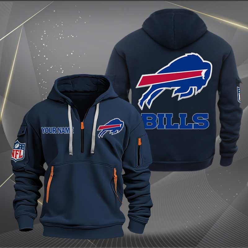 Sportswearmerch Buffalo Bills NFL Personalized Half Zip Hoodie For Fan