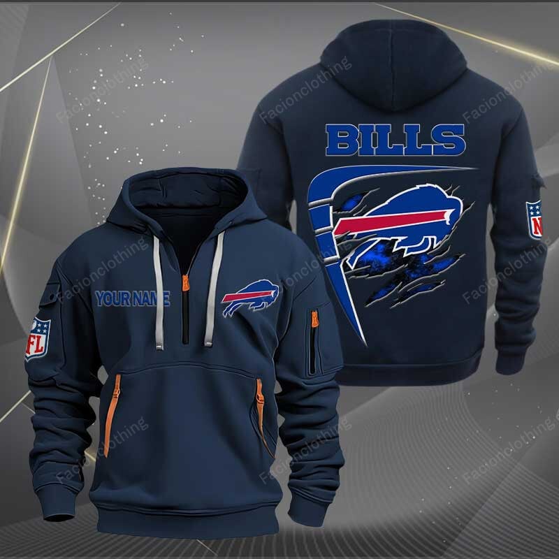 Sportswearmerch Buffalo Bills NFL Personalized Half Zip Hoodie For Fan