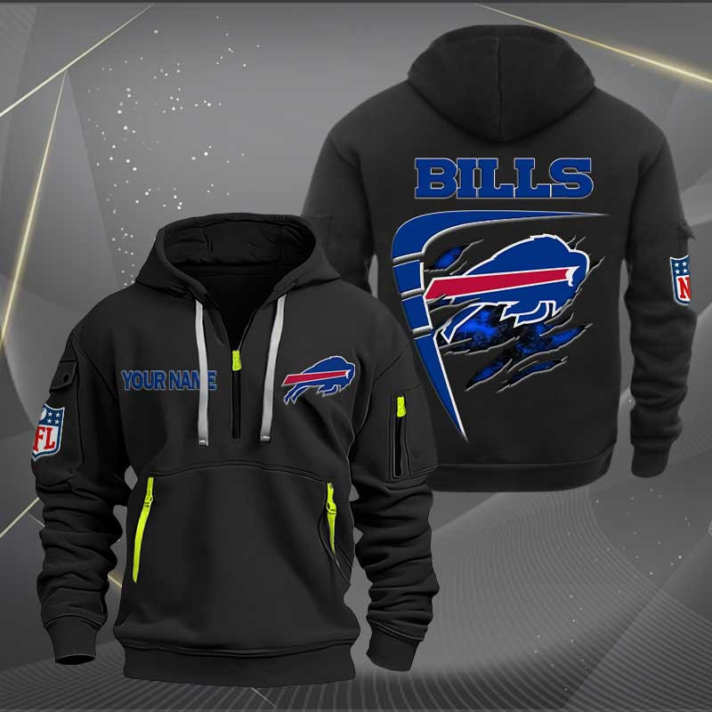 Sportswearmerch Buffalo Bills NFL Personalized Half Zip Hoodie For Fan