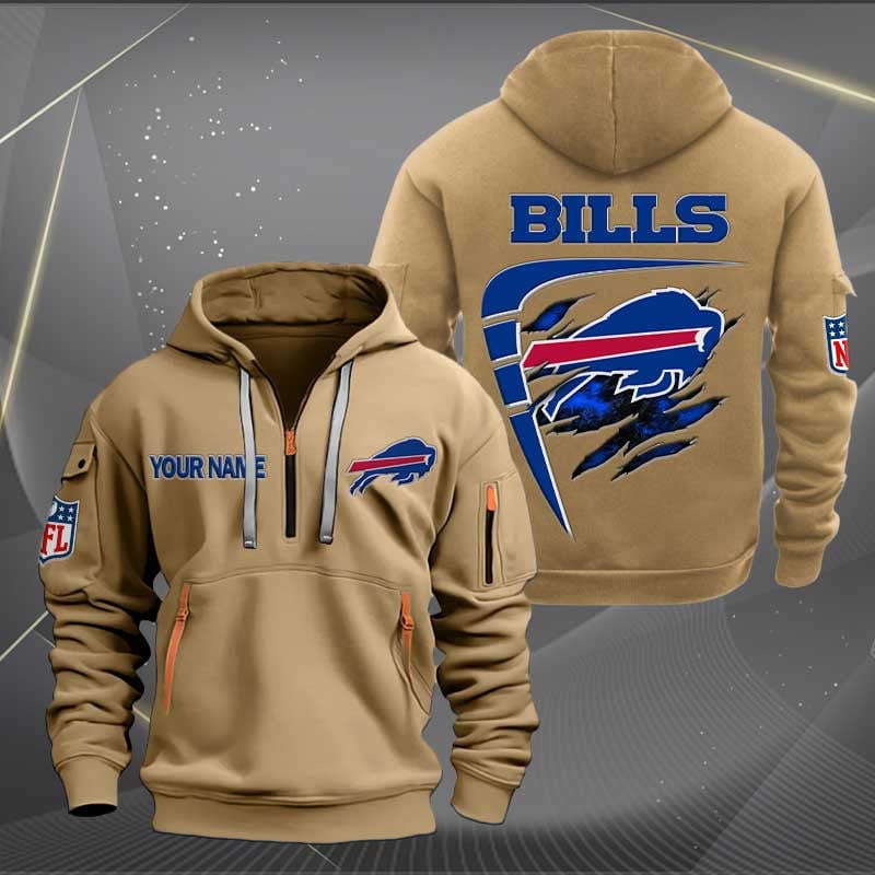 Sportswearmerch Buffalo Bills NFL Personalized Half Zip Hoodie For Fan