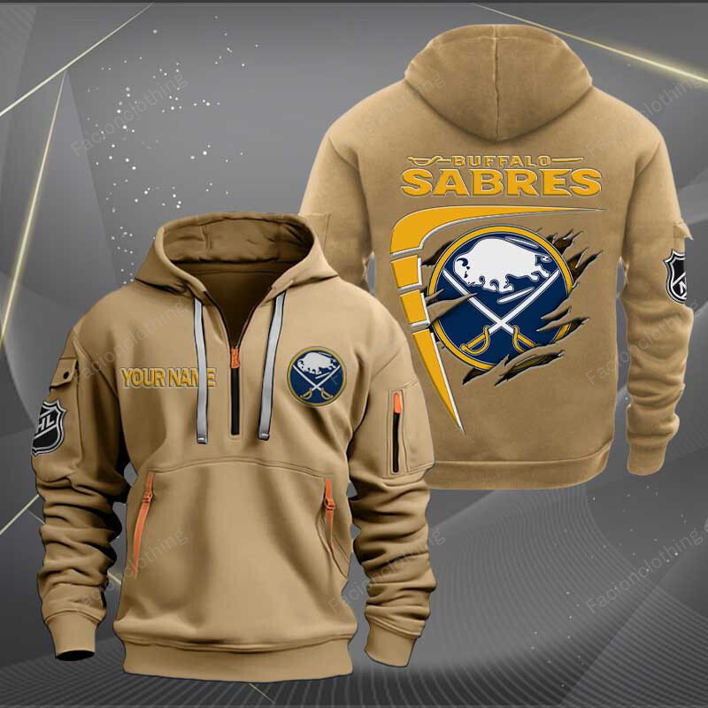 Sportswearmerch Buffalo Sabres NHL Personalized Half Zip Hoodie For Fan