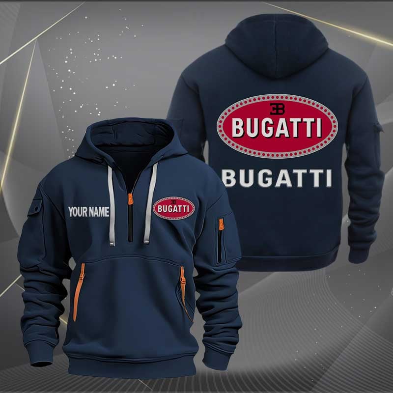 Sportswearmerch Bugatti Car Personalized Half Zip Hoodie For Fan