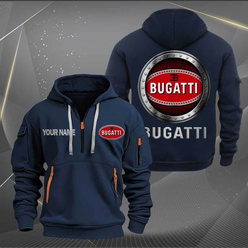 Sportswearmerch Bugatti Car Personalized Half Zip Hoodie For Fan