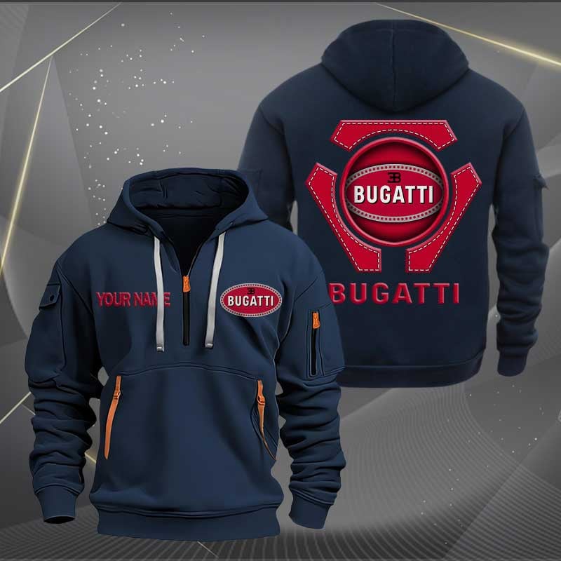 Sportswearmerch Bugatti Car Personalized Half Zip Hoodie For Fan