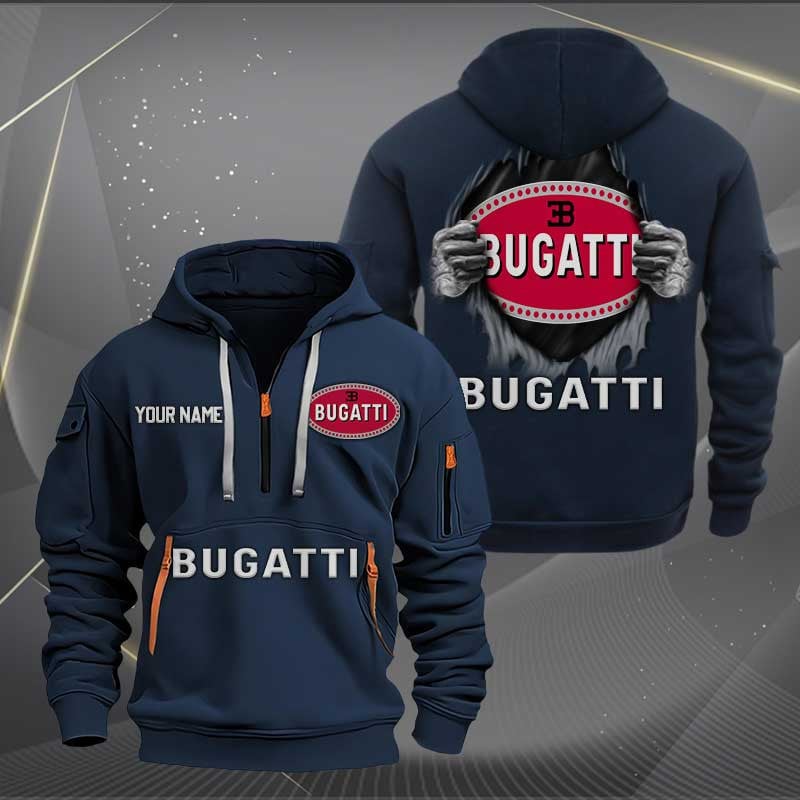 Sportswearmerch Bugatti Car Personalized Half Zip Hoodie For Fan