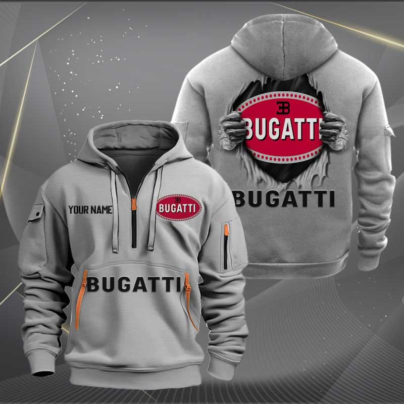Sportswearmerch Bugatti Car Personalized Half Zip Hoodie For Fan